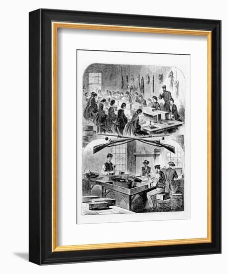 Filling Cartridges at the Arsenal at Watertown, Massachusetts, 1860S-Winslow Homer-Framed Giclee Print