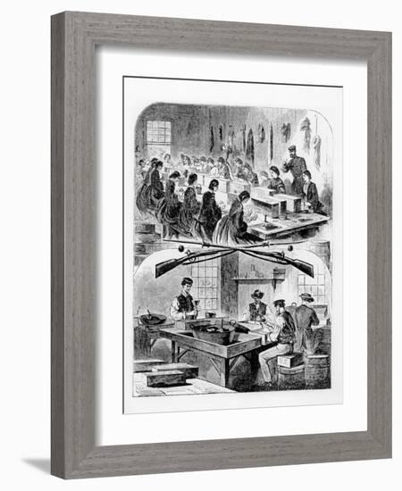 Filling Cartridges at the Arsenal at Watertown, Massachusetts, 1860S-Winslow Homer-Framed Giclee Print