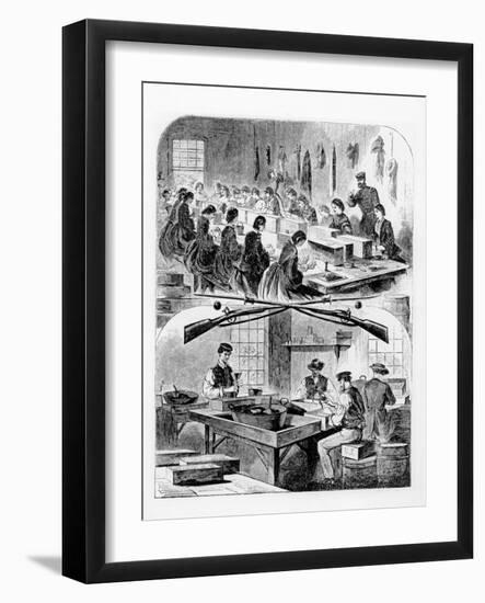 Filling Cartridges at the Arsenal at Watertown, Massachusetts, 1860S-Winslow Homer-Framed Giclee Print