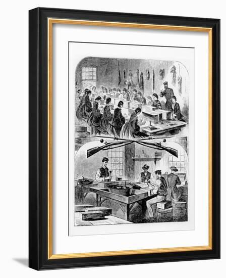 Filling Cartridges at the Arsenal at Watertown, Massachusetts, 1860S-Winslow Homer-Framed Giclee Print