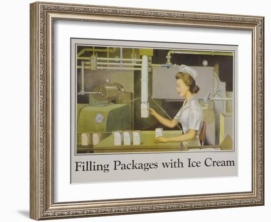 Filling Packages with Ice Cream Poster-null-Framed Giclee Print