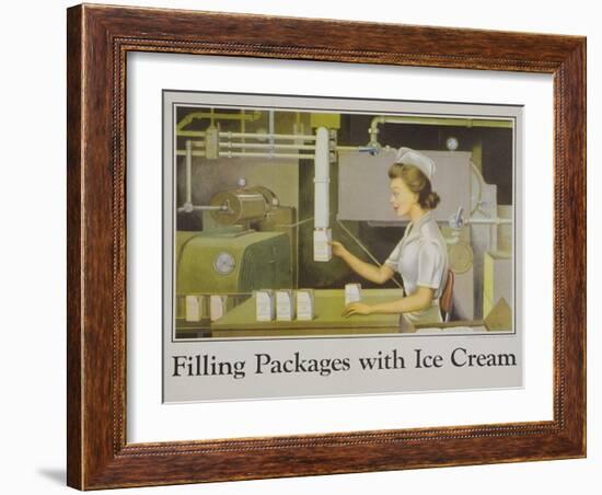 Filling Packages with Ice Cream Poster-null-Framed Giclee Print