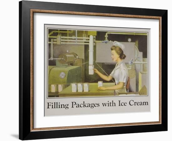 Filling Packages with Ice Cream Poster-null-Framed Giclee Print