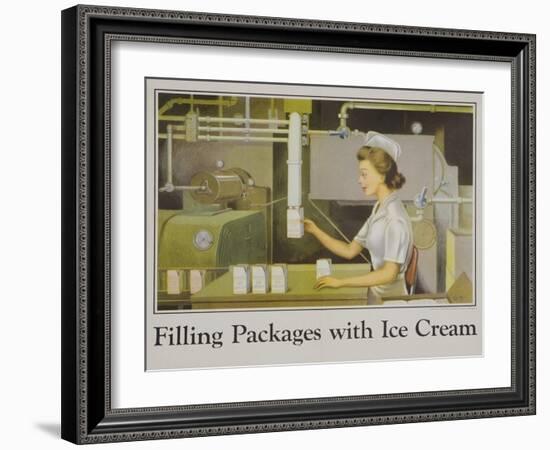 Filling Packages with Ice Cream Poster-null-Framed Giclee Print