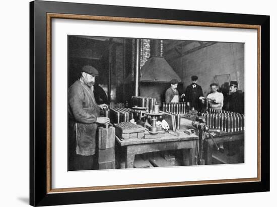 Filling Shrapnel Shells in a British Munitions Factory, World War I, 1914-1918-null-Framed Giclee Print