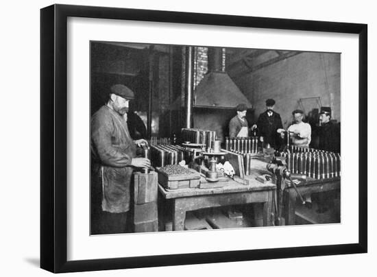 Filling Shrapnel Shells in a British Munitions Factory, World War I, 1914-1918-null-Framed Giclee Print