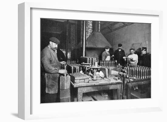 Filling Shrapnel Shells in a British Munitions Factory, World War I, 1914-1918-null-Framed Giclee Print