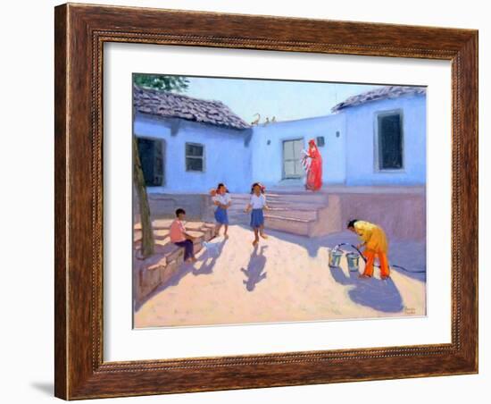 Filling Water Buckets, Rajasthan, India-Andrew Macara-Framed Premium Giclee Print