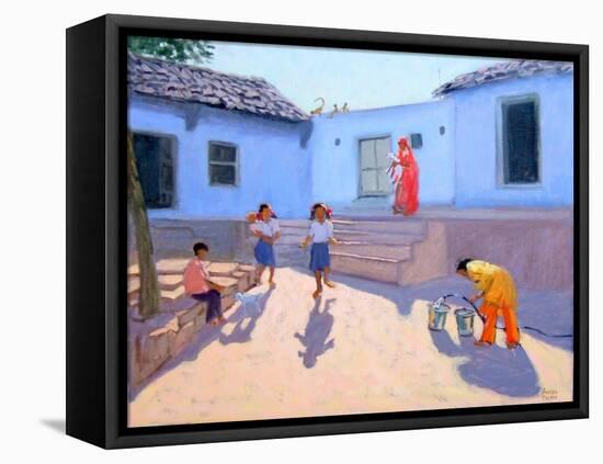Filling Water Buckets, Rajasthan, India-Andrew Macara-Framed Premier Image Canvas