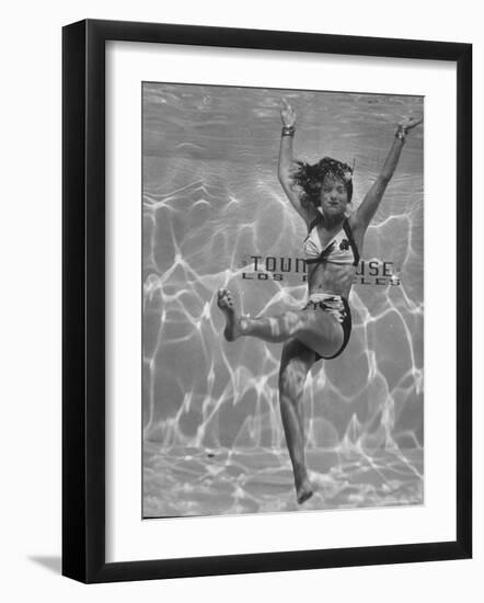 Film Actress Ella Raines Swimming in a Pool-Walter Sanders-Framed Premium Photographic Print