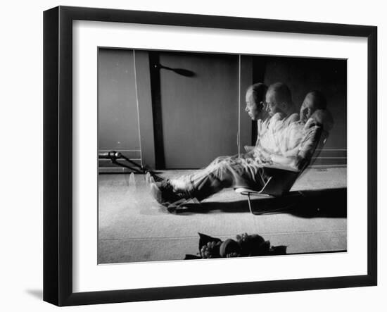 Film Director Billy Wilder Sitting in Chair Designed by Charles Eames Made of Plastic-Peter Stackpole-Framed Premium Photographic Print