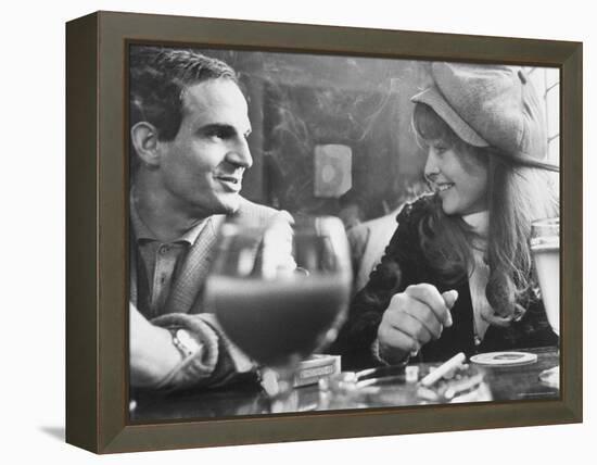 Film Director Francois Truffaut with Actress Julie Christie During Filming of "Fahrenheit 451."-Paul Schutzer-Framed Premier Image Canvas