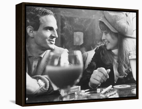 Film Director Francois Truffaut with Actress Julie Christie During Filming of "Fahrenheit 451."-Paul Schutzer-Framed Premier Image Canvas