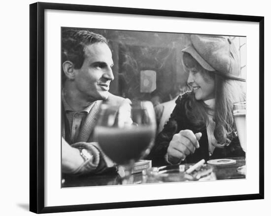 Film Director Francois Truffaut with Actress Julie Christie During Filming of "Fahrenheit 451."-Paul Schutzer-Framed Premium Photographic Print