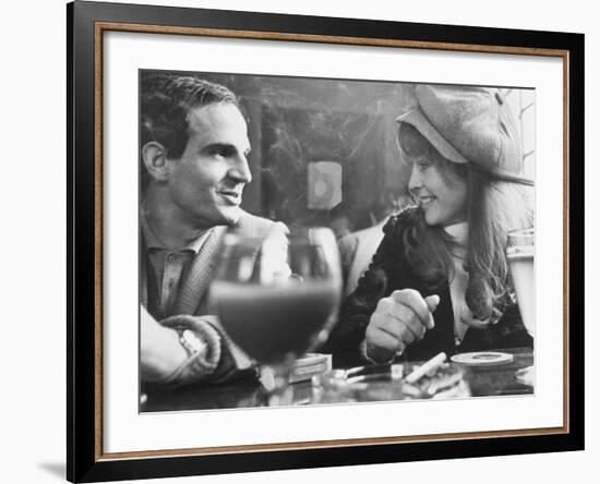 Film Director Francois Truffaut with Actress Julie Christie During Filming of "Fahrenheit 451."-Paul Schutzer-Framed Premium Photographic Print