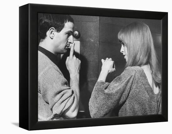 Film Director Francois Truffaut with Actress Julie Christie During Filming of "Fahrenheit 451."-Paul Schutzer-Framed Premier Image Canvas