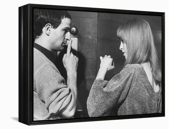 Film Director Francois Truffaut with Actress Julie Christie During Filming of "Fahrenheit 451."-Paul Schutzer-Framed Premier Image Canvas