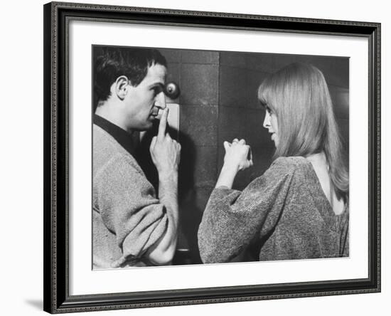 Film Director Francois Truffaut with Actress Julie Christie During Filming of "Fahrenheit 451."-Paul Schutzer-Framed Premium Photographic Print