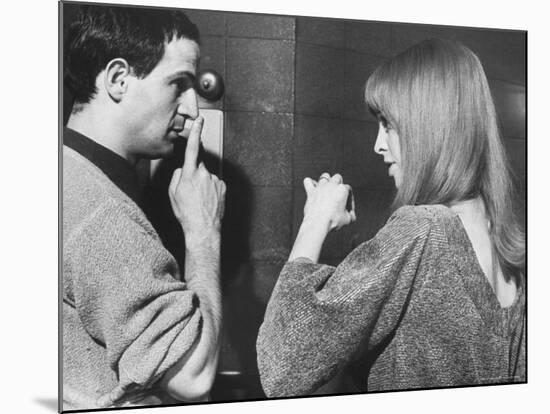 Film Director Francois Truffaut with Actress Julie Christie During Filming of "Fahrenheit 451."-Paul Schutzer-Mounted Premium Photographic Print