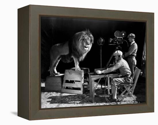 Film History: M. G. M.. Shooting of the Logo for the Metro Goldwyn Mayer-null-Framed Premier Image Canvas