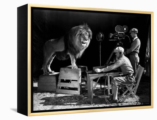 Film History: M. G. M.. Shooting of the Logo for the Metro Goldwyn Mayer-null-Framed Premier Image Canvas