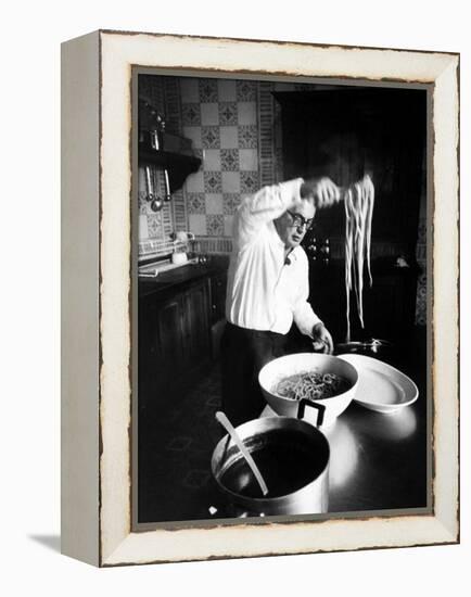 Film-Maker Dino de Laurentis Making Pasta-Carlo Bavagnoli-Framed Premier Image Canvas