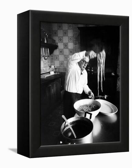 Film-Maker Dino de Laurentis Making Pasta-Carlo Bavagnoli-Framed Premier Image Canvas