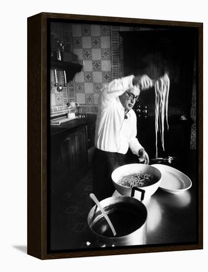 Film-Maker Dino de Laurentis Making Pasta-Carlo Bavagnoli-Framed Premier Image Canvas