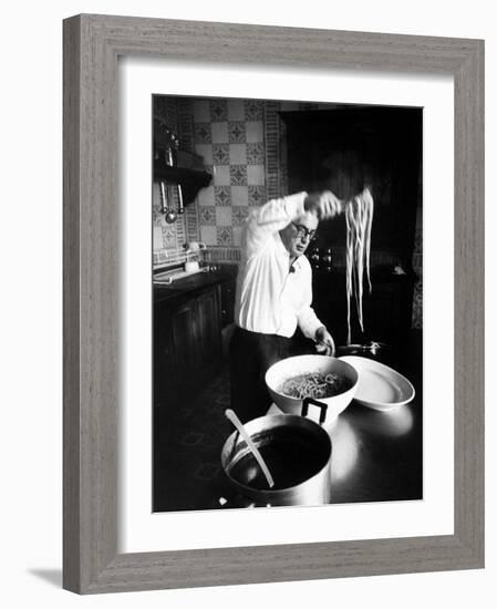 Film-Maker Dino de Laurentis Making Pasta-Carlo Bavagnoli-Framed Premium Photographic Print