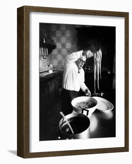 Film-Maker Dino de Laurentis Making Pasta-Carlo Bavagnoli-Framed Premium Photographic Print