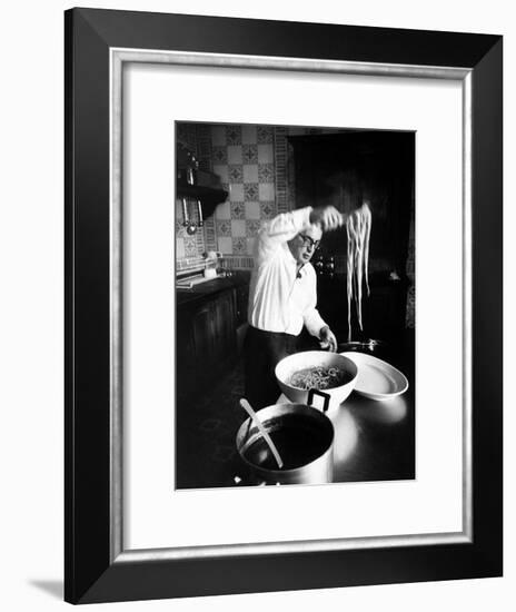 Film-Maker Dino de Laurentis Making Pasta-Carlo Bavagnoli-Framed Premium Photographic Print