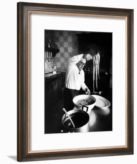 Film-Maker Dino de Laurentis Making Pasta-Carlo Bavagnoli-Framed Premium Photographic Print