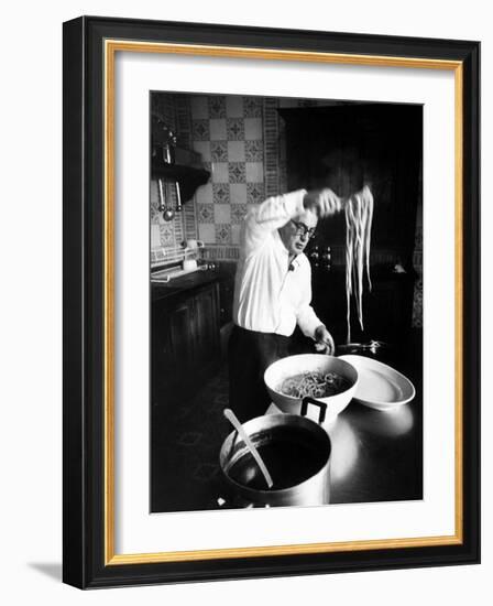 Film-Maker Dino de Laurentis Making Pasta-Carlo Bavagnoli-Framed Premium Photographic Print