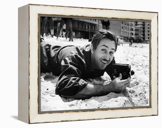 Film Maker Walt Disney Filming on Brazilian Beach-Hart Preston-Framed Premier Image Canvas