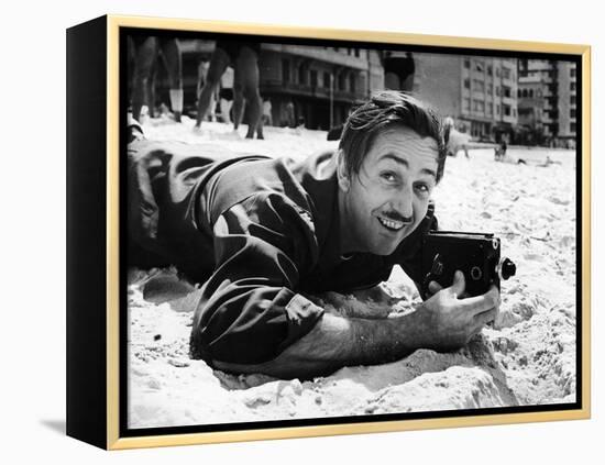 Film Maker Walt Disney Filming on Brazilian Beach-Hart Preston-Framed Premier Image Canvas