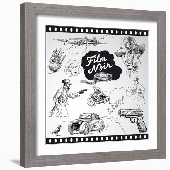 Film Noir - Hand Drawn Collection-canicula-Framed Art Print