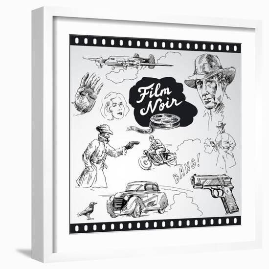 Film Noir - Hand Drawn Collection-canicula-Framed Art Print