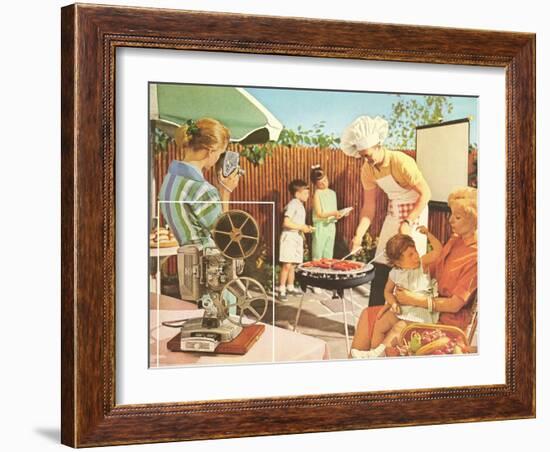 Filming the Barbecue-null-Framed Art Print