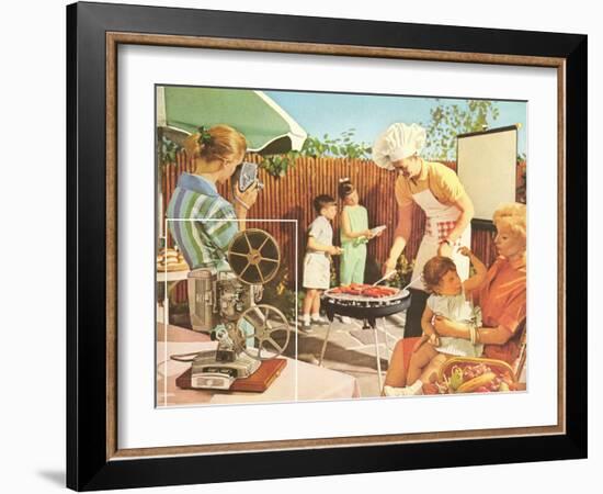 Filming the Barbecue-null-Framed Art Print