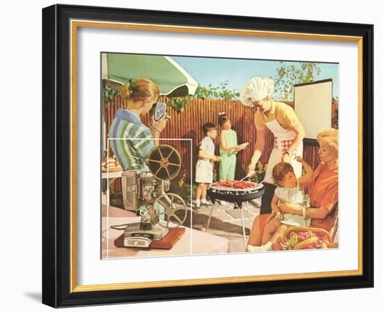 Filming the Barbecue-null-Framed Art Print