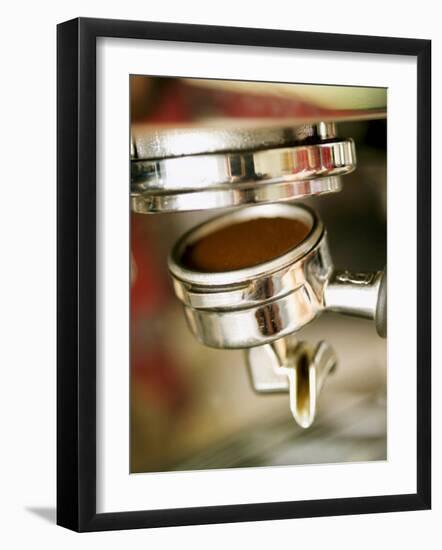 Filter Holder Being Fitted on Espresso Machine-Steven Morris-Framed Photographic Print