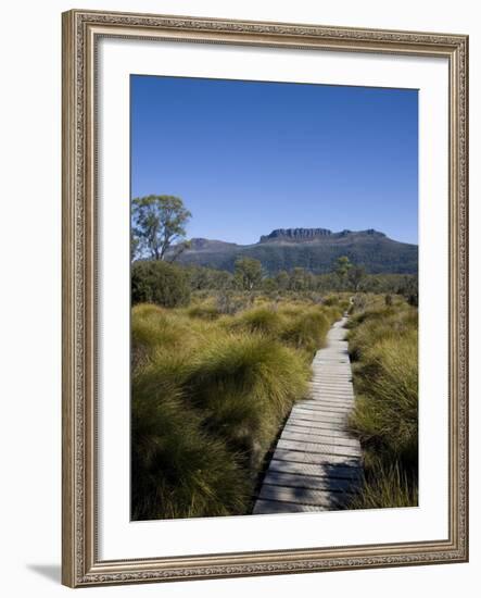 Final Stretch of Overland Track to Narcissus Hut, Mount Olympus on Shores of Lake St Clair in Back-Julian Love-Framed Photographic Print