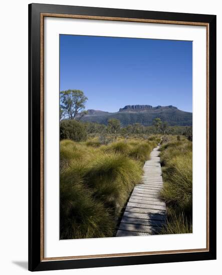 Final Stretch of Overland Track to Narcissus Hut, Mount Olympus on Shores of Lake St Clair in Back-Julian Love-Framed Photographic Print
