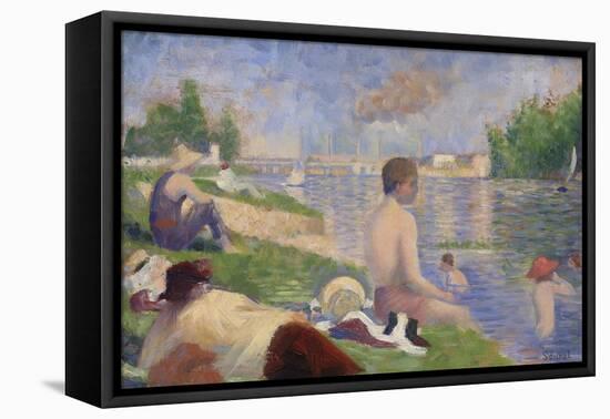 Final Study for Bathers at Asnières, 1883-Georges Seurat-Framed Premier Image Canvas