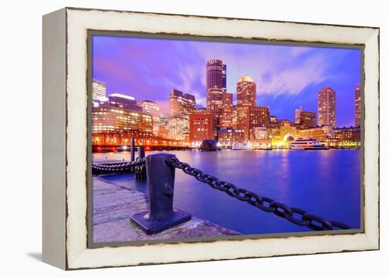 Financial District Of Boston, Massachusetts Viewed From Boston Harbor-SeanPavonePhoto-Framed Premier Image Canvas