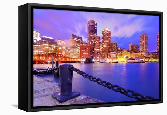 Financial District Of Boston, Massachusetts Viewed From Boston Harbor-SeanPavonePhoto-Framed Premier Image Canvas