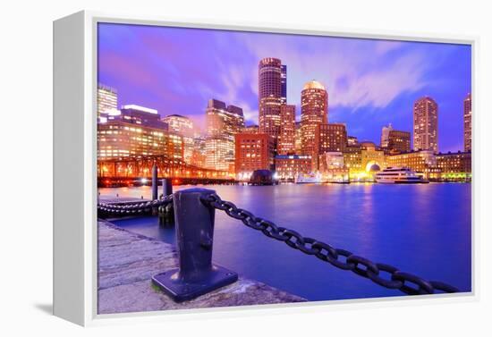 Financial District Of Boston, Massachusetts Viewed From Boston Harbor-SeanPavonePhoto-Framed Premier Image Canvas