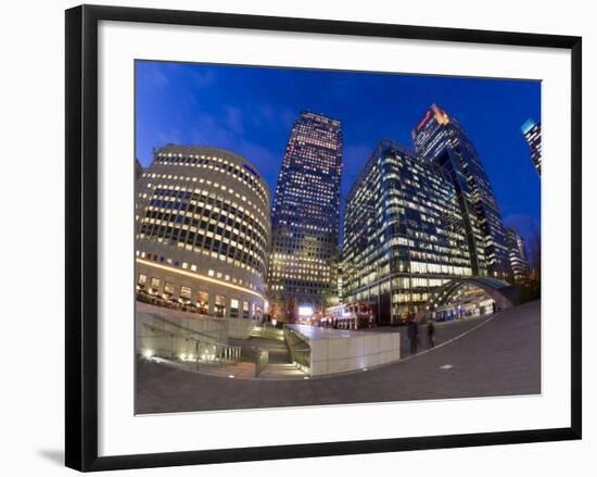 Financial District Office Buildings Illuminated at Dusk, Canary Wharf, Docklands, London, England-Gavin Hellier-Framed Photographic Print