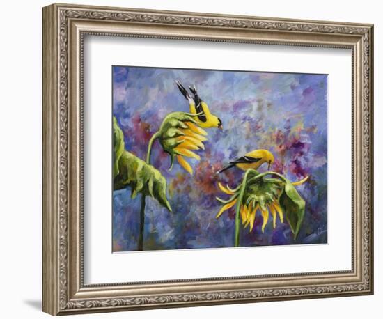 Finches with Sunflowers-Sarah Davis-Framed Giclee Print