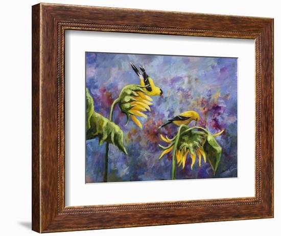 Finches with Sunflowers-Sarah Davis-Framed Giclee Print